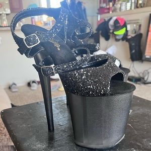 Black sparkles lightly worn